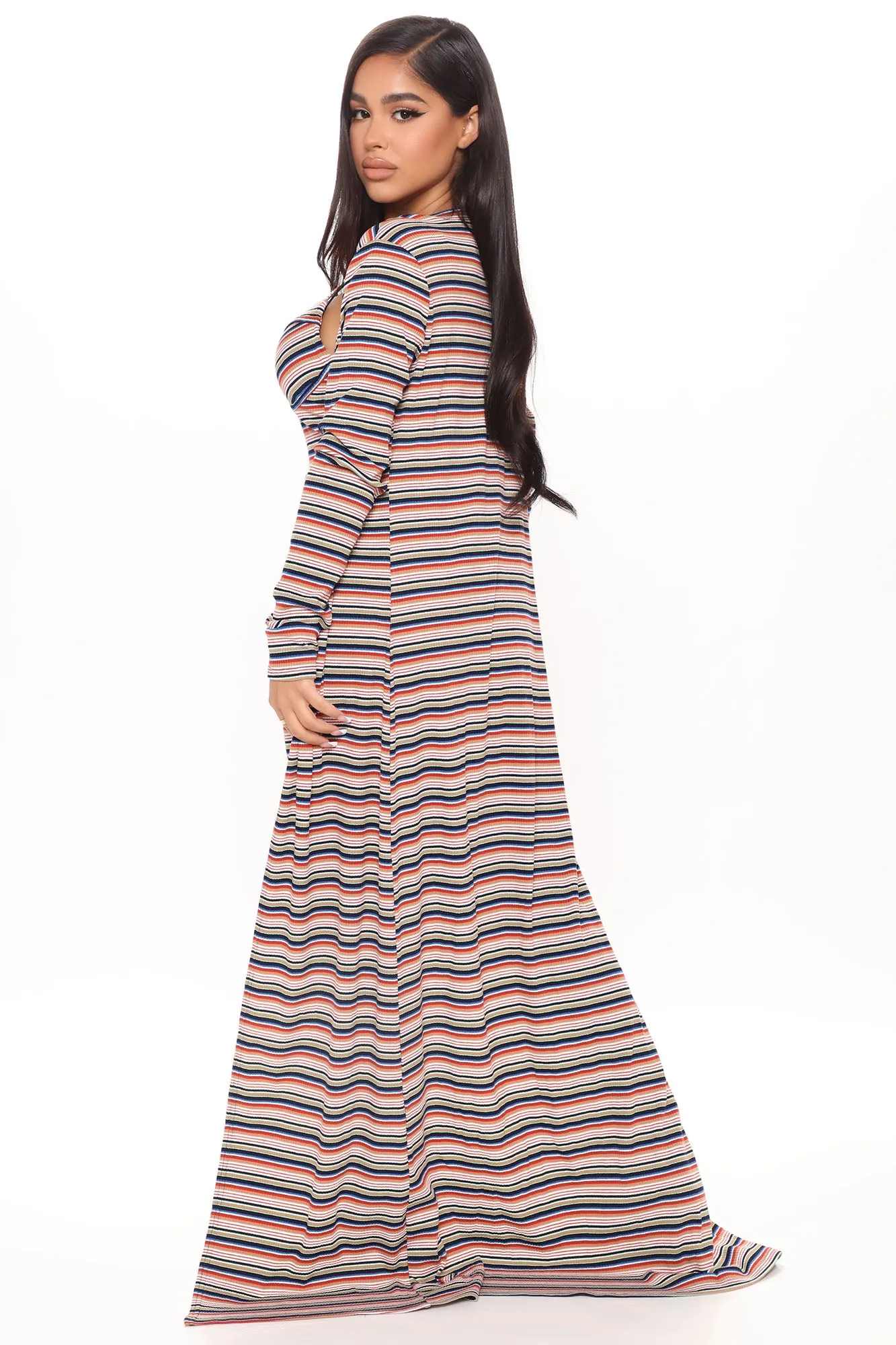 A Fine Line Striped Jumpsuit Set - Blue/combo