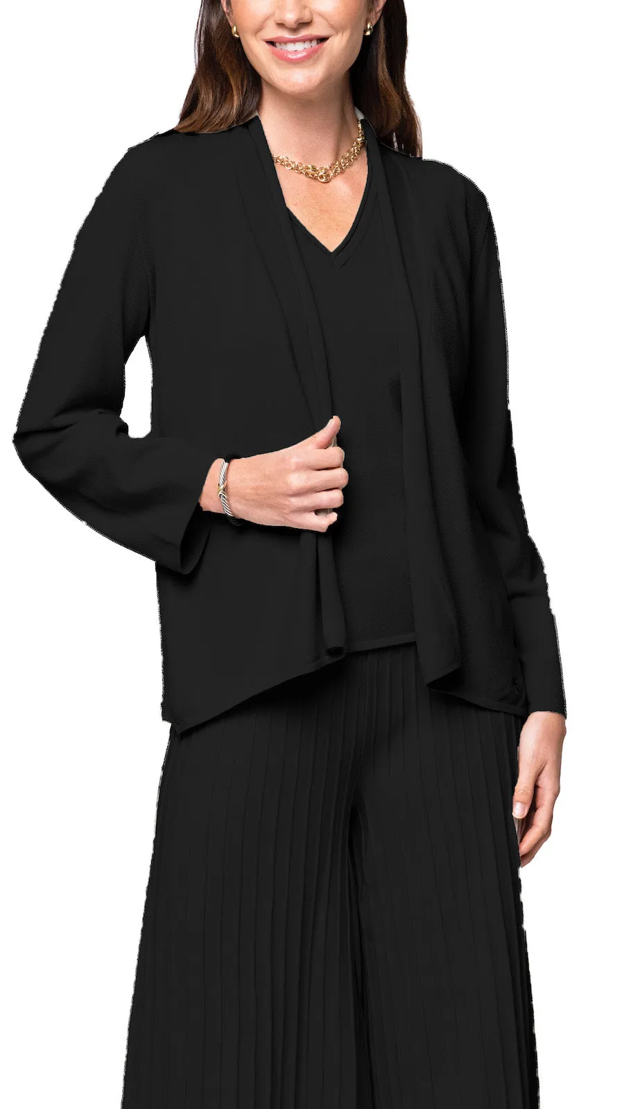 Amy Shawl Collar Cardigan ; Black