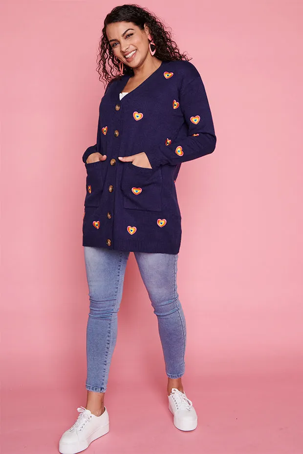 Angela Navy Heart Cardi