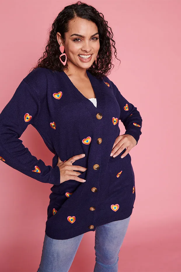 Angela Navy Heart Cardi