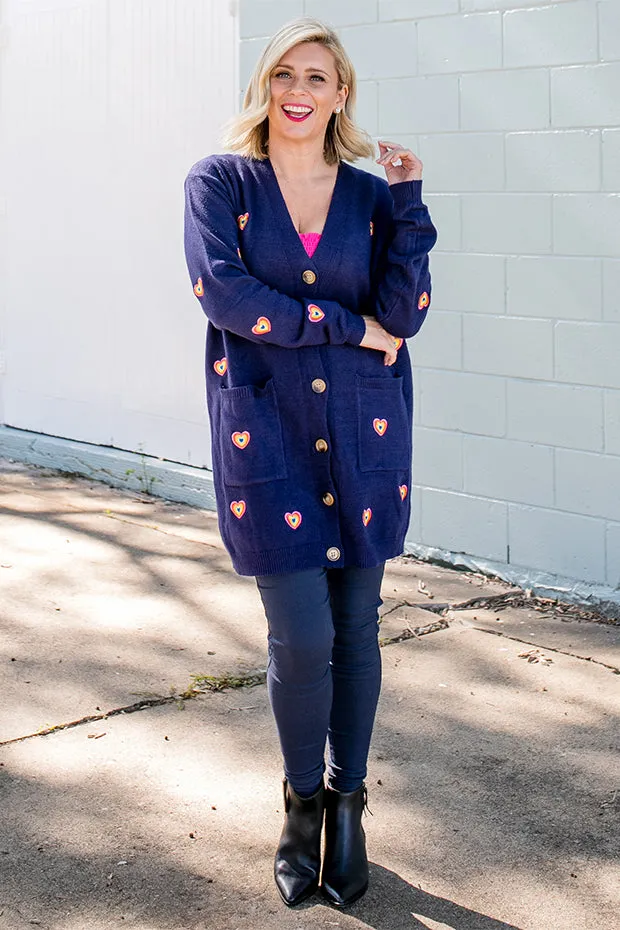 Angela Navy Heart Cardi