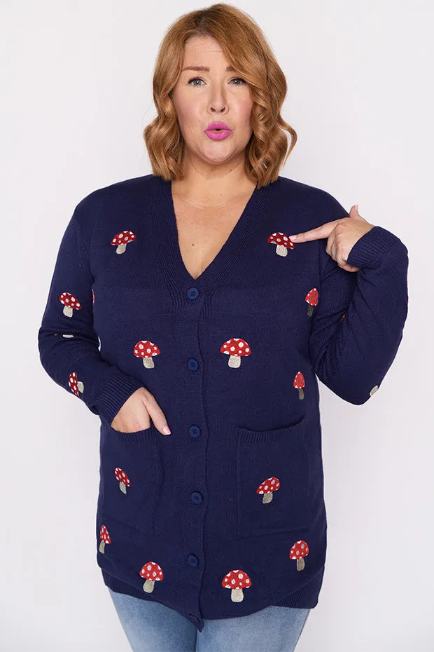 Angela Navy Mushroom Cardi