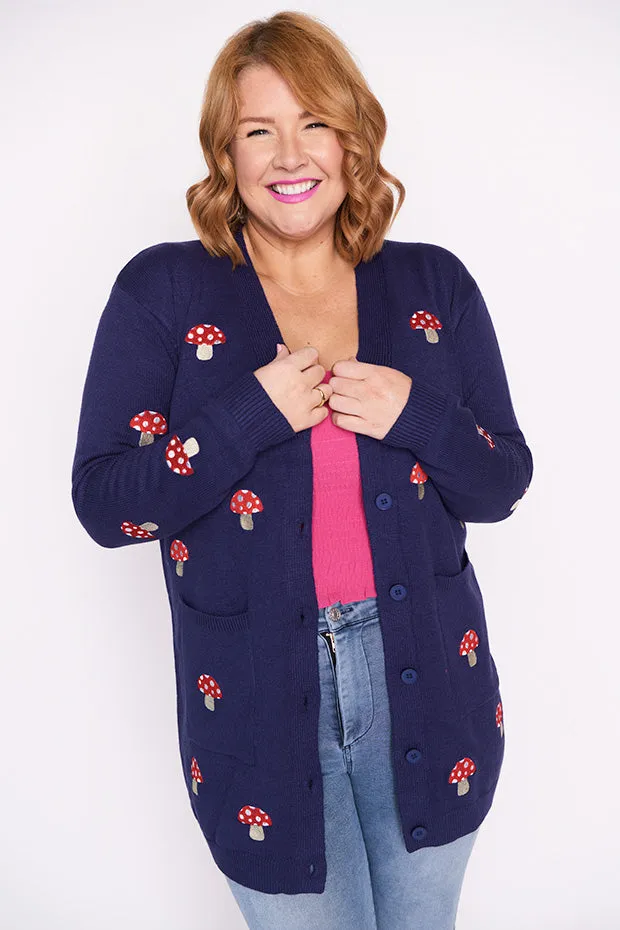 Angela Navy Mushroom Cardi