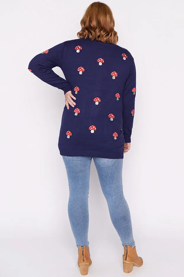 Angela Navy Mushroom Cardi