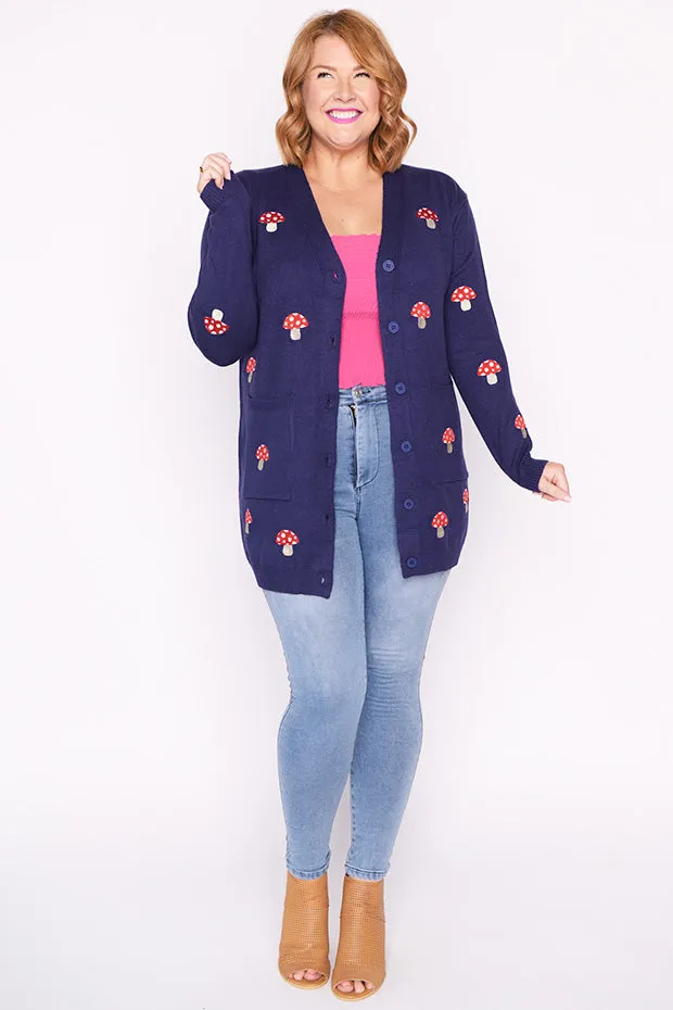 Angela Navy Mushroom Cardi