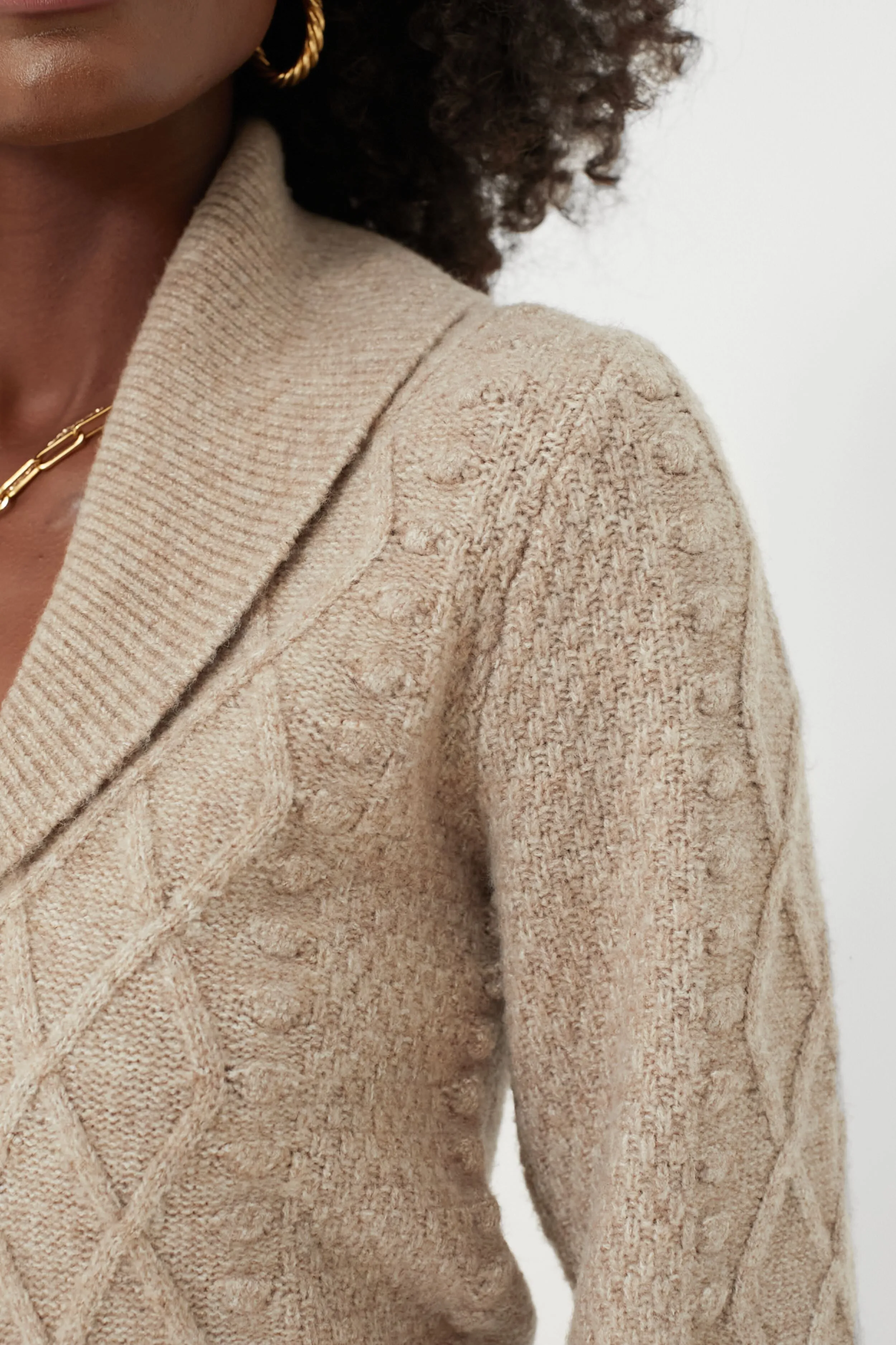 Beige Eyelet Cardigan