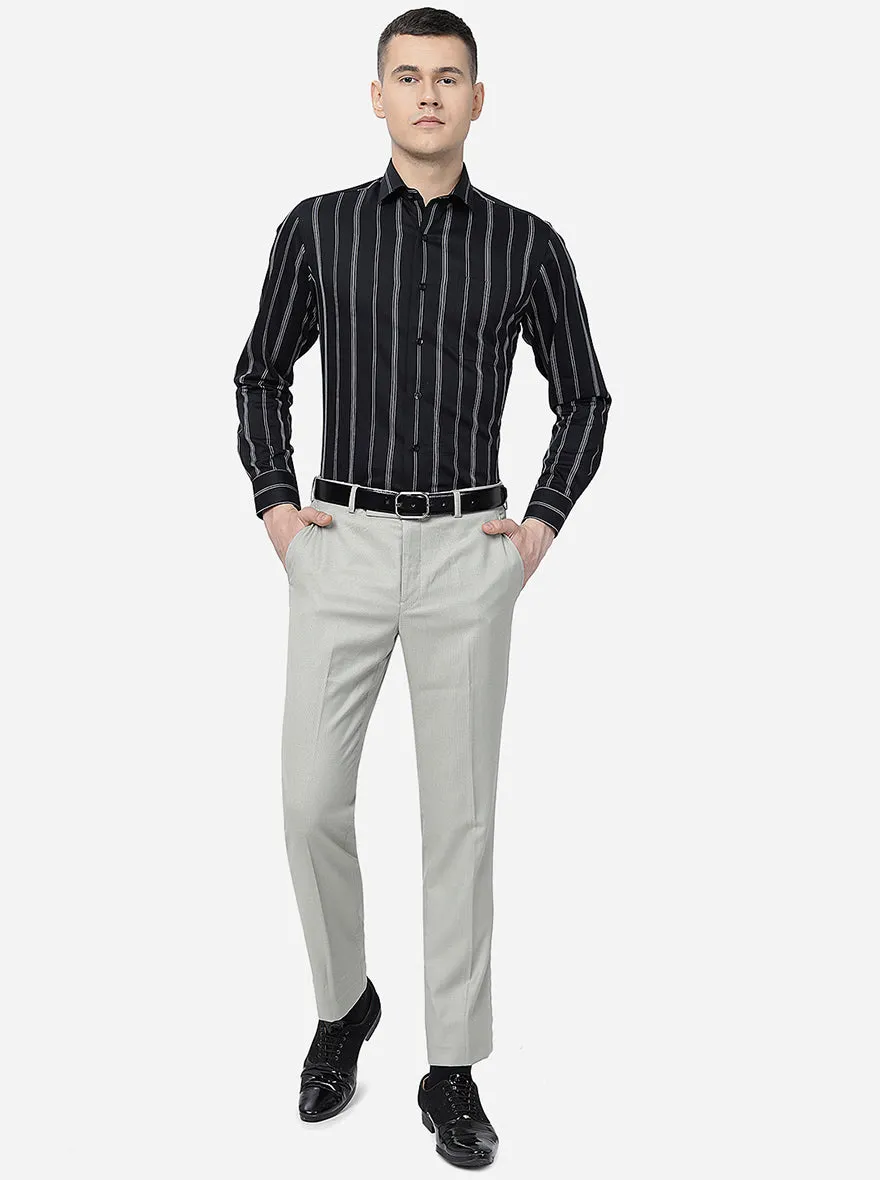 Black & White Striped Slim Fit Formal Shirt | Metal