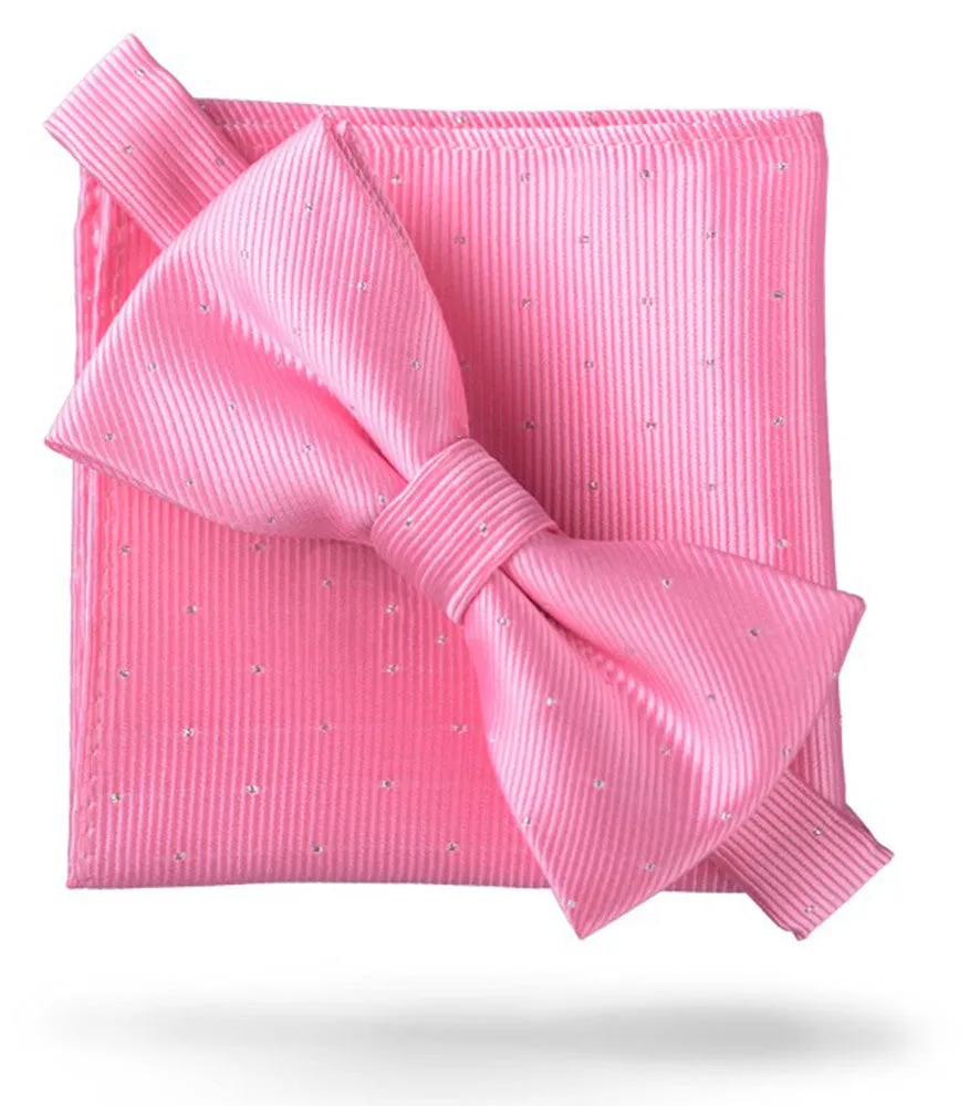 Blush Pink [Glitter Dots] - Bow Tie and Pocket Square Matching Set