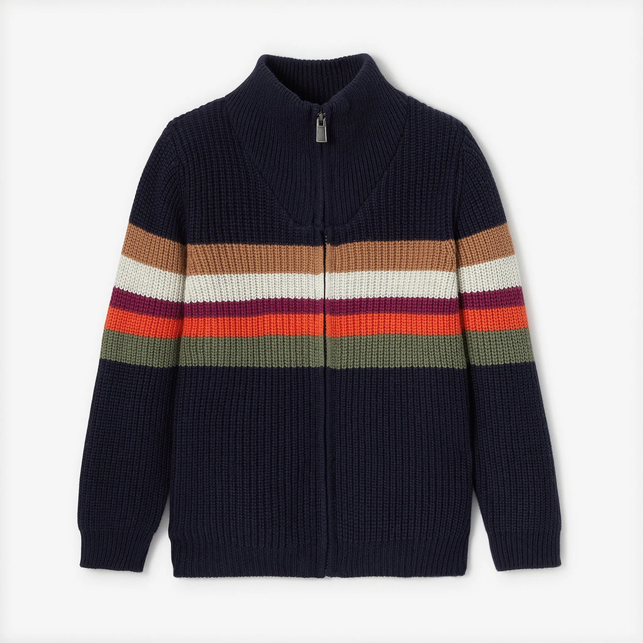 Boys' navy blue zip cardigan