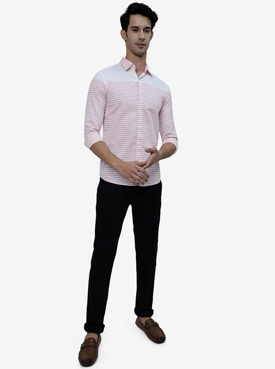 Candy Pink Striped Slim Fit Casual Shirt | JadeBlue