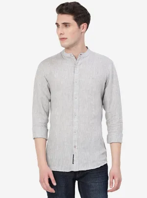 Charcoal Grey Solid Slim Fit Casual Shirt | JadeBlue