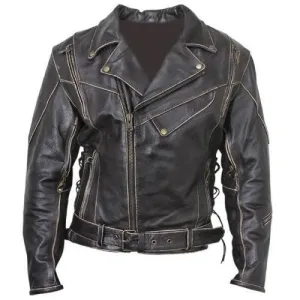 CLASSIC VINTAGE DISTRESSED TERMINATOR BRANDO MEN'S BIKER COW LEATHER JACKET