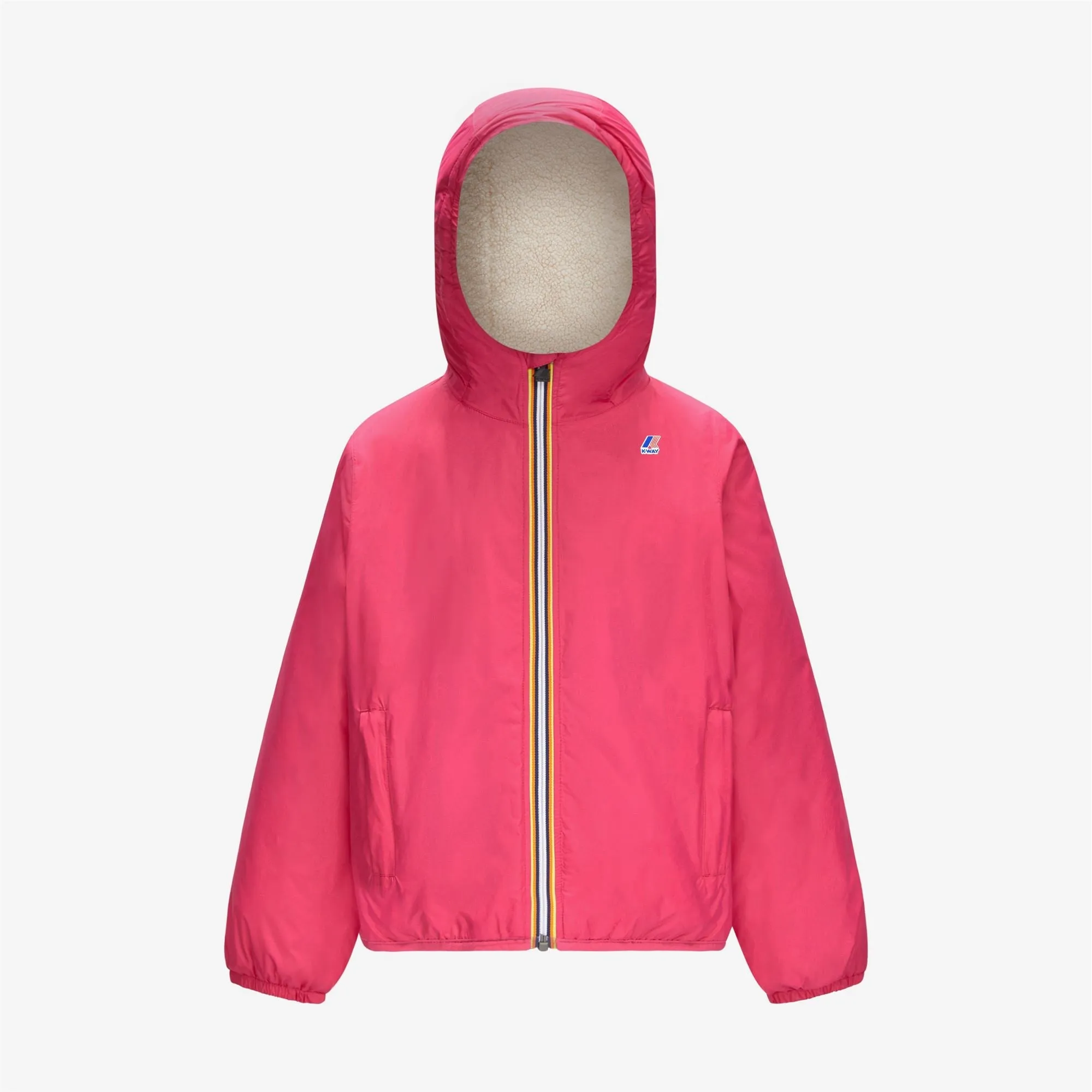 Claude Orsetto - Kids Sherpa Lined Waterproof Jacket in Ecru - Fuchsia Magenta