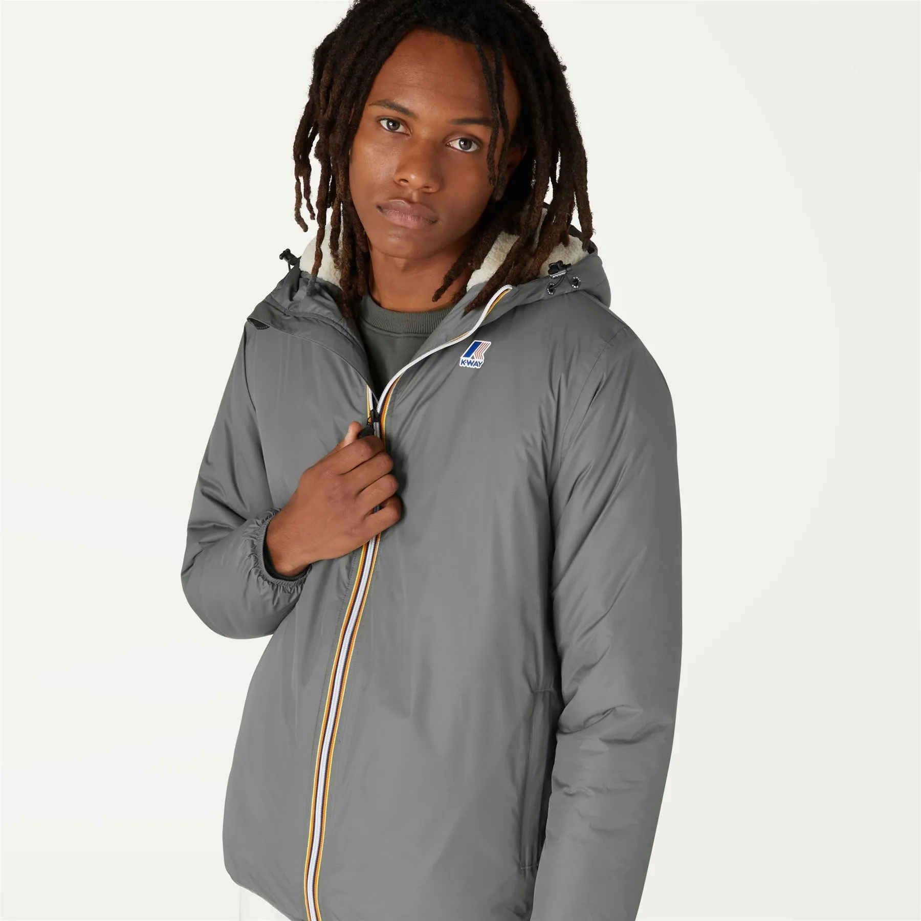 Claude Orsetto - Unisex Sherpa Lined Waterproof Full Zip Rain Jacket in Grey Smoked