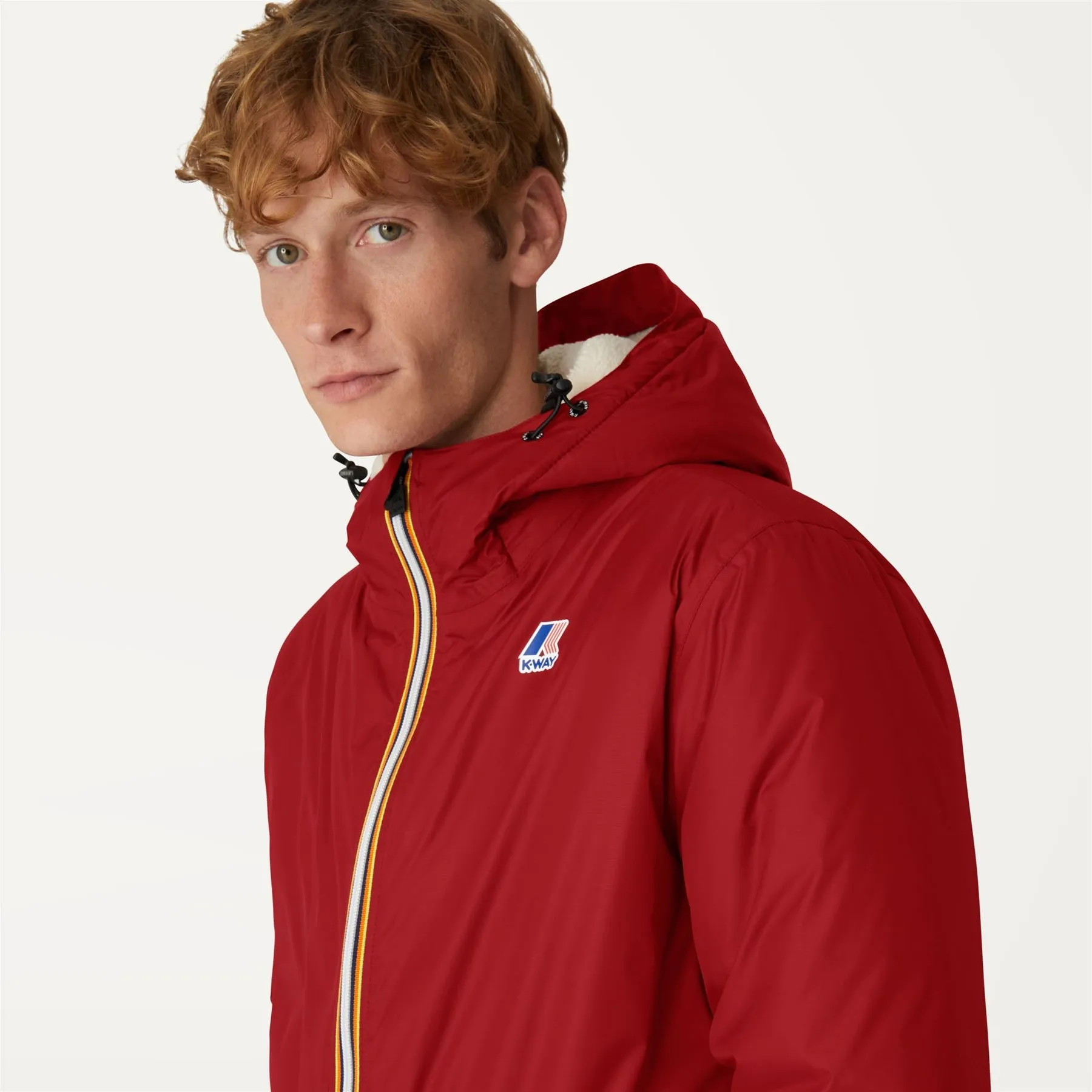 Claude Orsetto - Unisex Sherpa Lined Waterproof Full Zip Rain Jacket in Red Dk