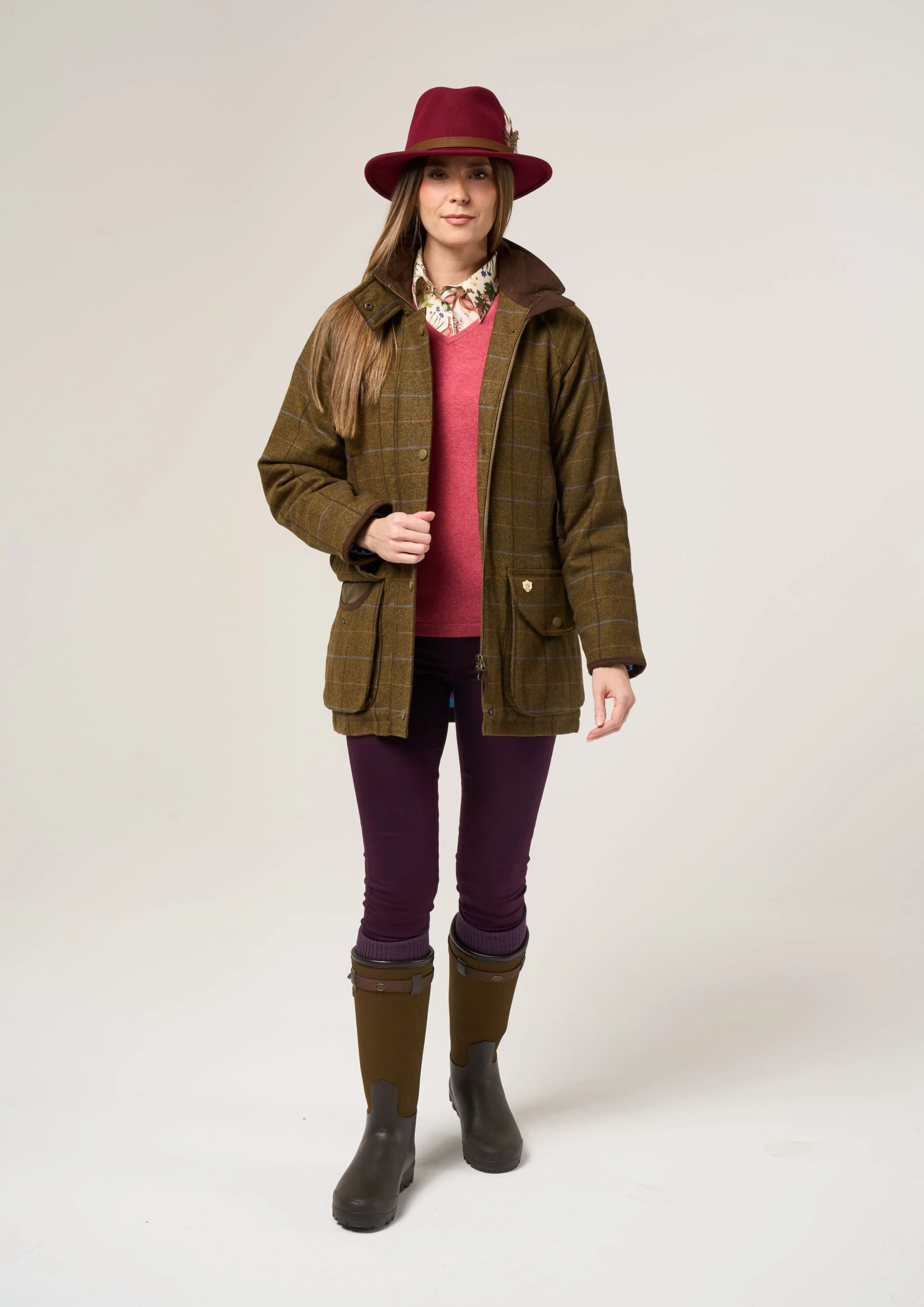 Combrook Ladies Tweed Shooting Coat In Hazel - Shooting Fit