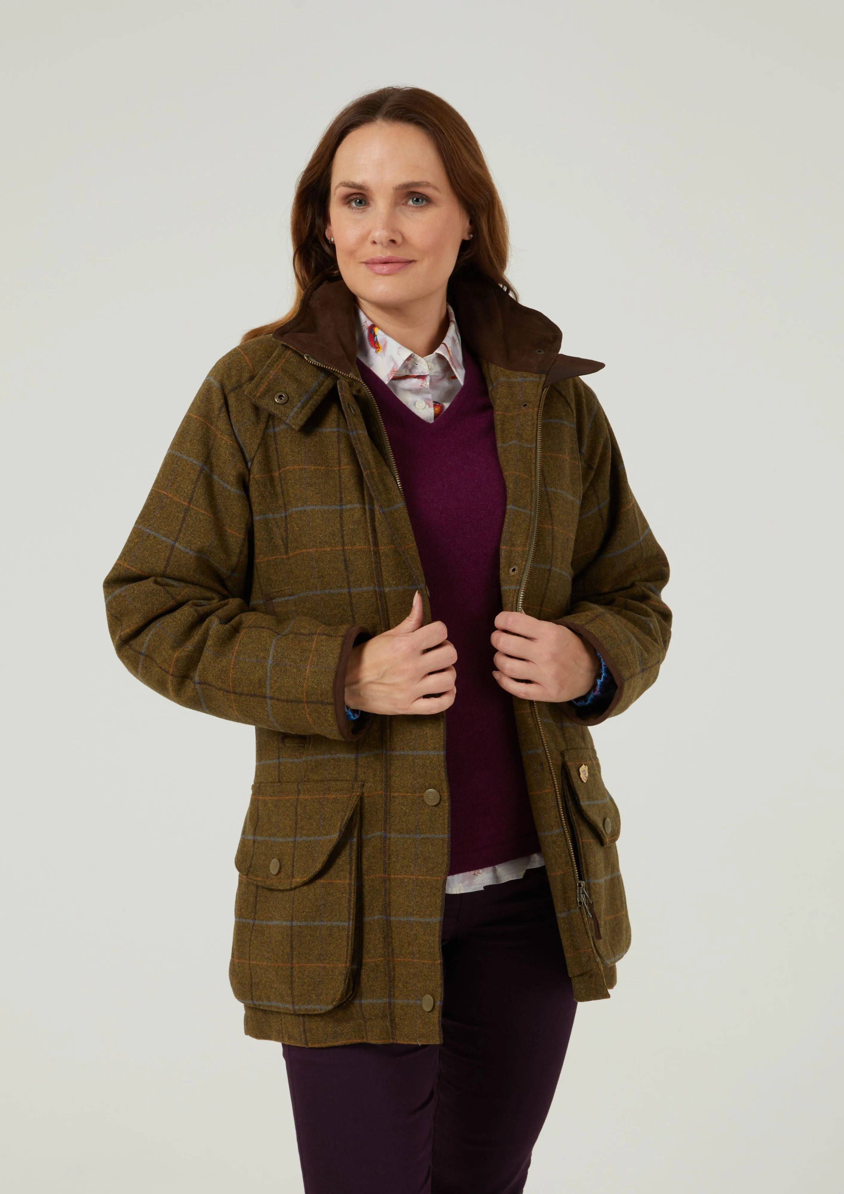 Combrook Ladies Tweed Shooting Coat In Hazel - Shooting Fit