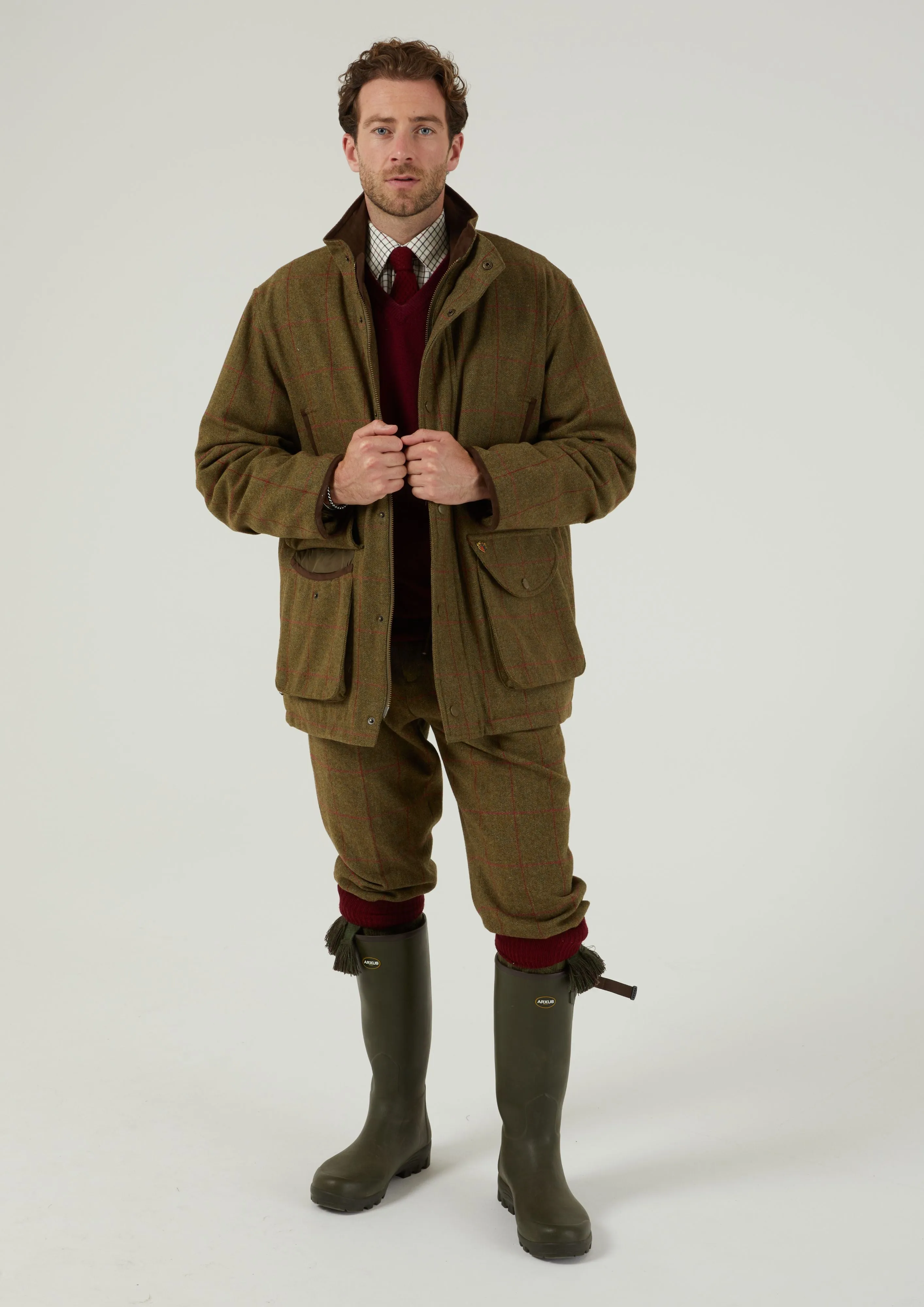 Combrook Men's Tweed Shooting Field Coat In Sage - Shooting Fit