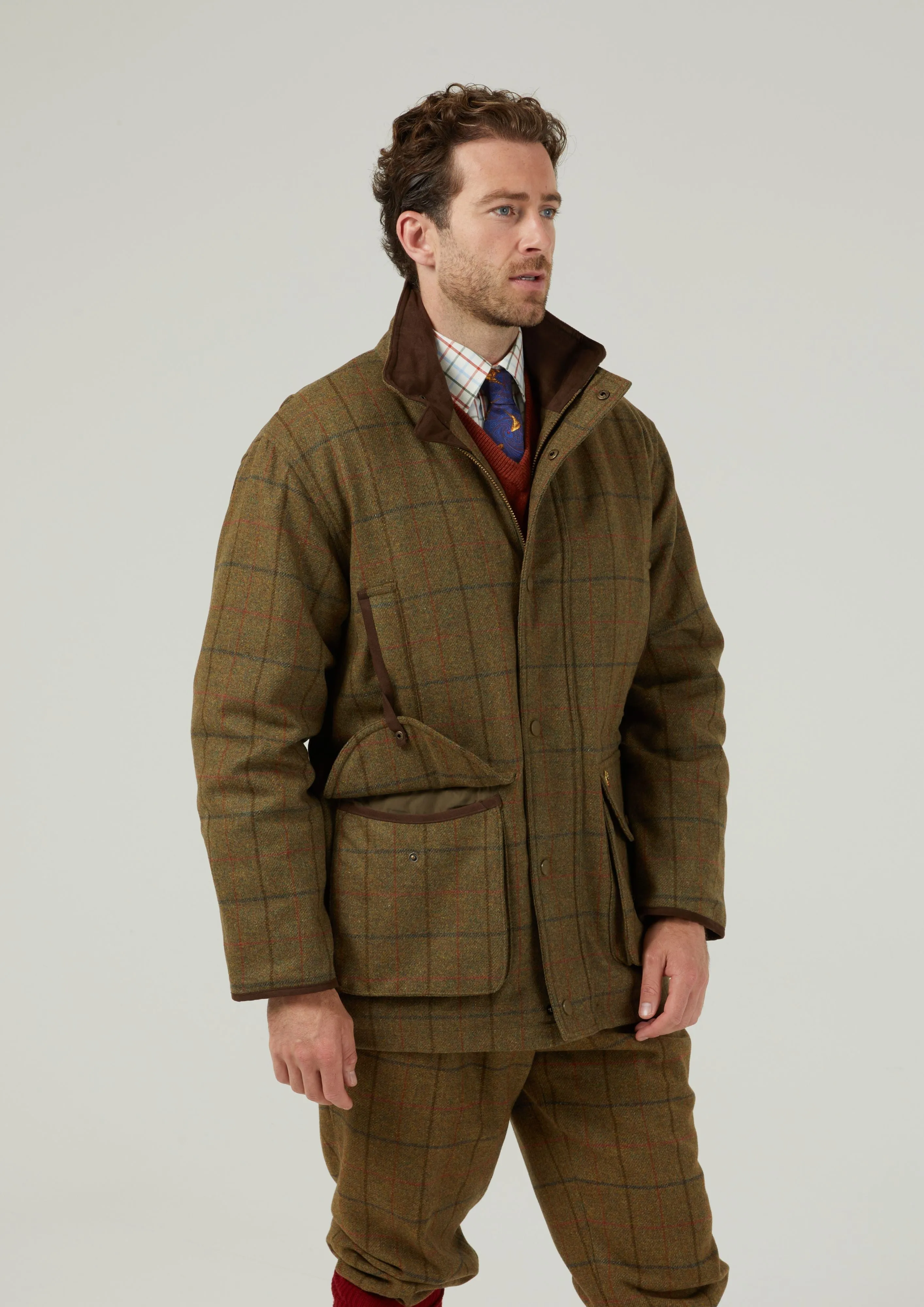 Combrook Men's Tweed Shooting Field Coat In Thyme - Shooting Fit