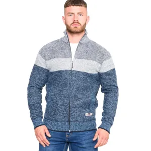 D555 Full Zip Jumper with Fleece Lining - Blue/Grey Marl