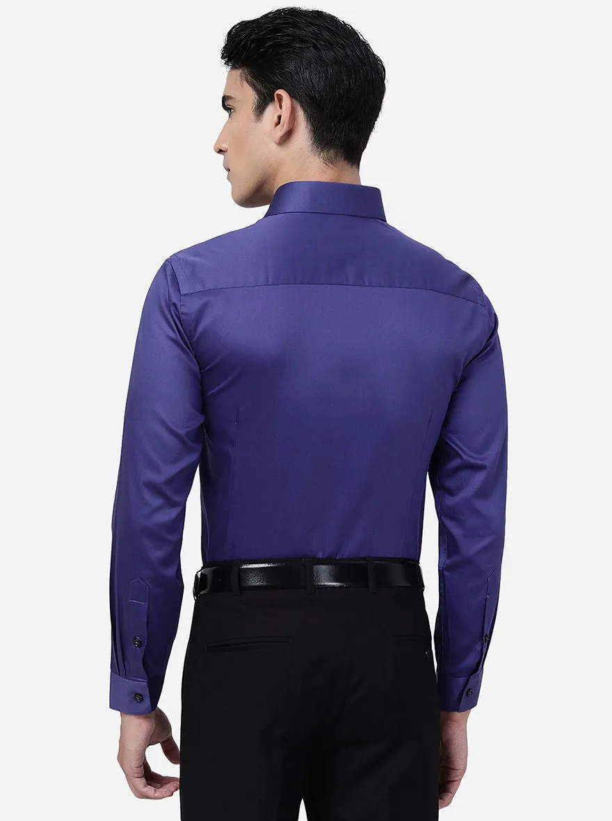 Dark Purple Solid Slim Fit Formal Shirt | Greenfibre