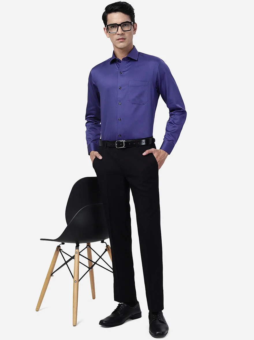 Dark Purple Solid Slim Fit Formal Shirt | Greenfibre