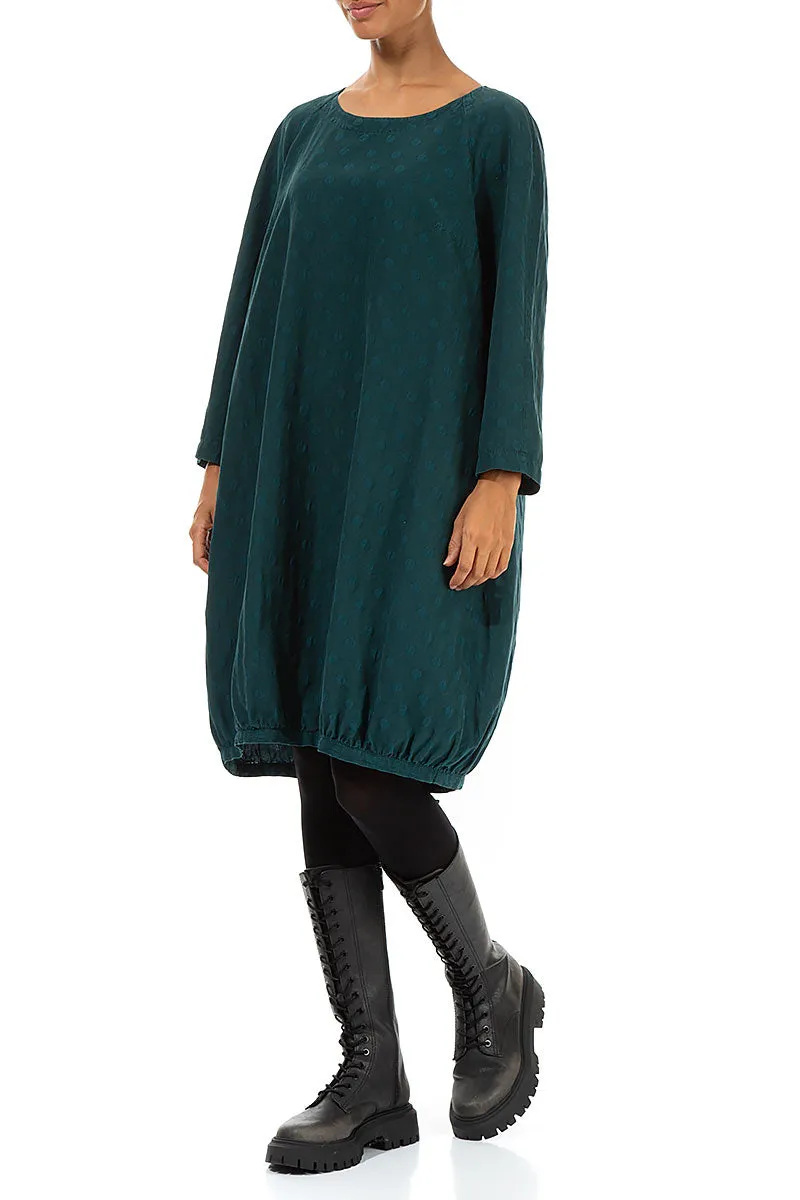 Dotty Emerald Balloon Silk Dress