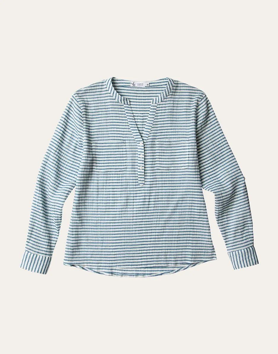 Dylan Gauze Shirt: Horizontal Stripe