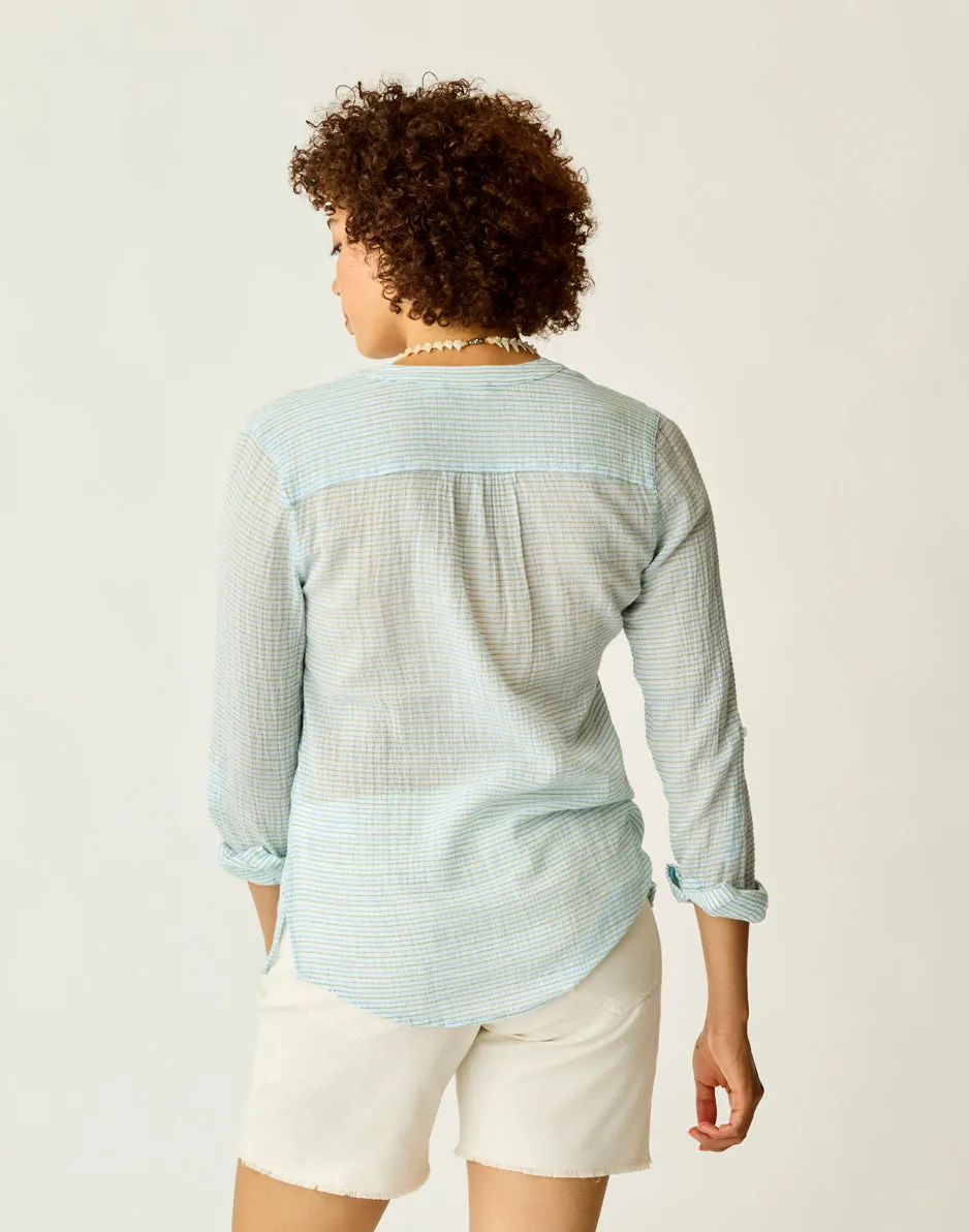 Dylan Gauze Shirt: Lagoon Stripe