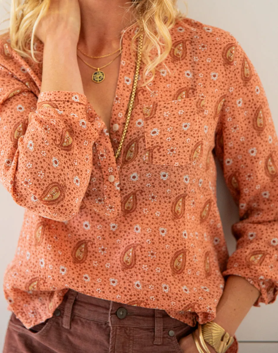 Dylan Gauze Shirt: Lt. Henna Paisley