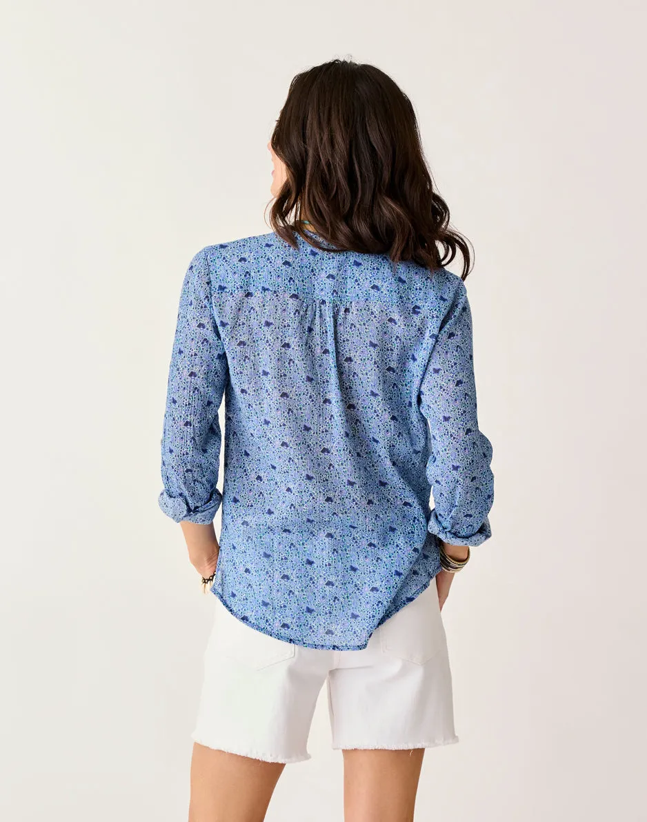 Dylan Gauze Shirt: Navy Garden