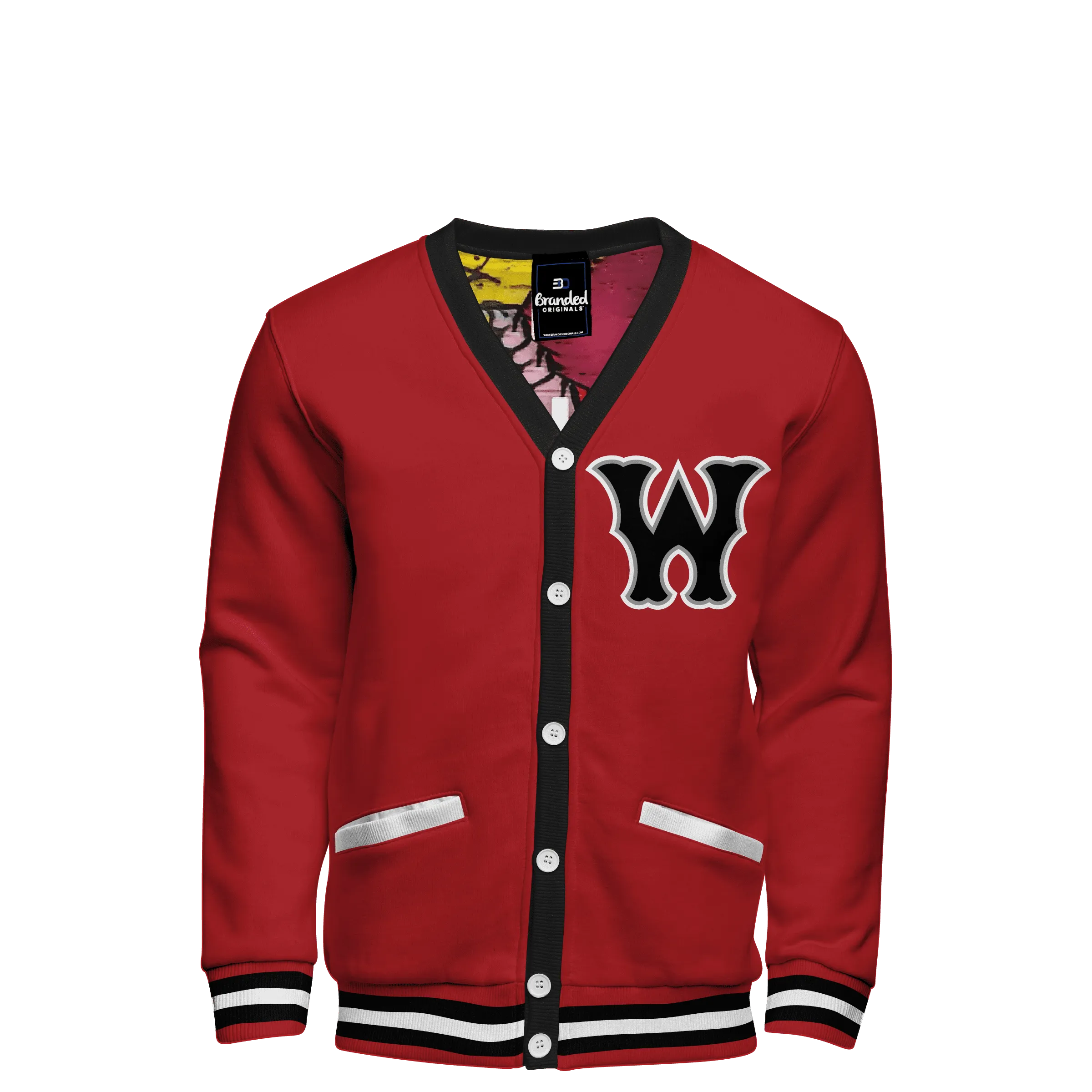 Fleece Varsity Cardigan With Custom Printed Lining