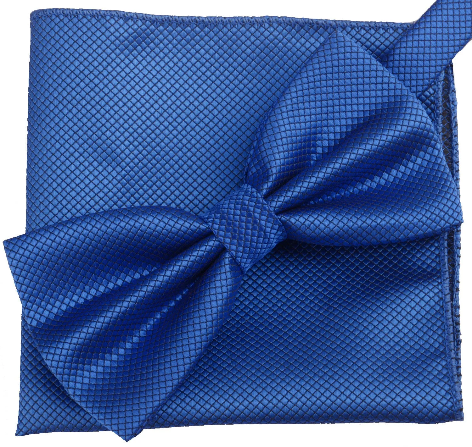 French Blue [Diamond Shape Print] - Bow Tie and Pocket Square Matching Set