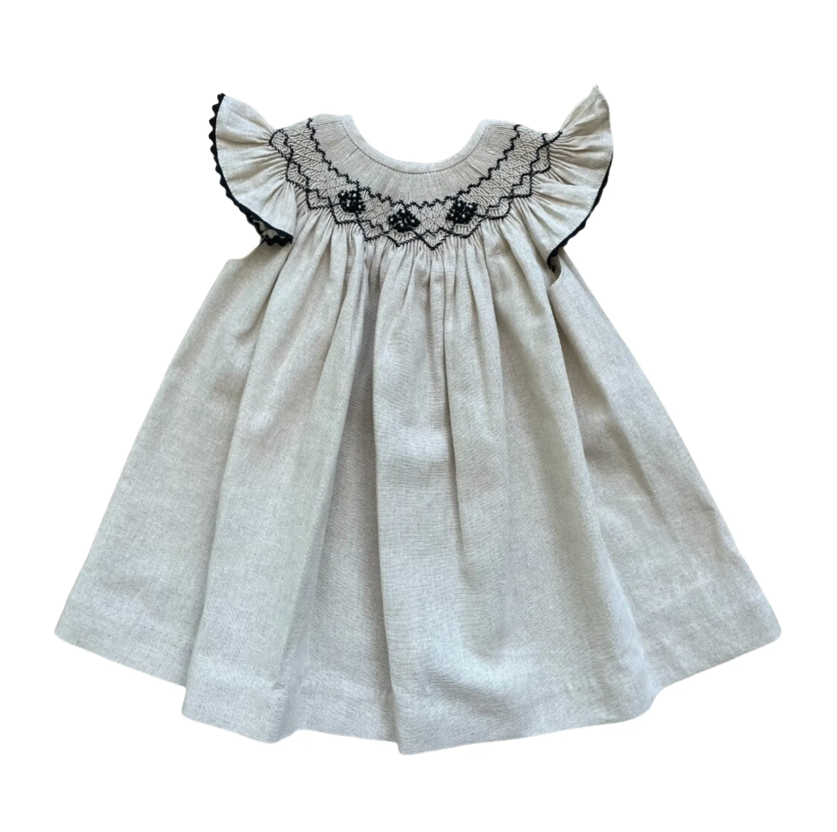 Girls' Baby  Linen Hand Embroidered Dress