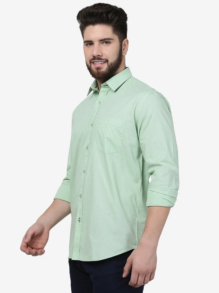 Green Printed Smart Fit Semi Casual Shirt | Greenfibre