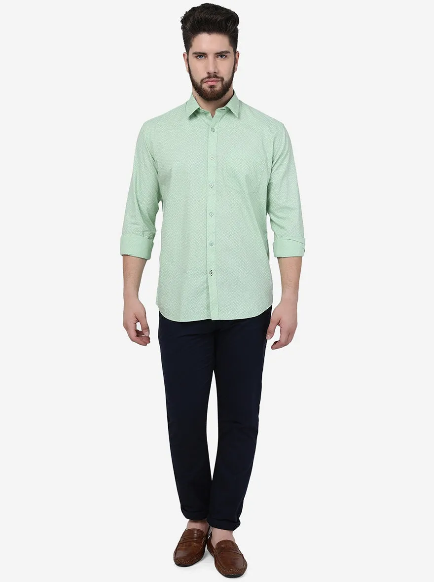 Green Printed Smart Fit Semi Casual Shirt | Greenfibre