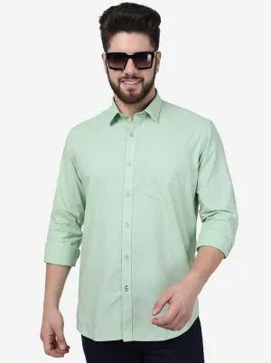 Green Printed Smart Fit Semi Casual Shirt | Greenfibre