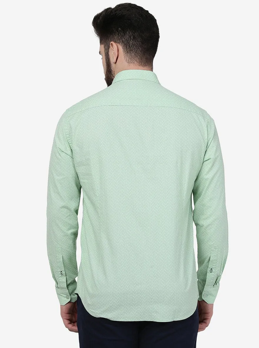 Green Printed Smart Fit Semi Casual Shirt | Greenfibre