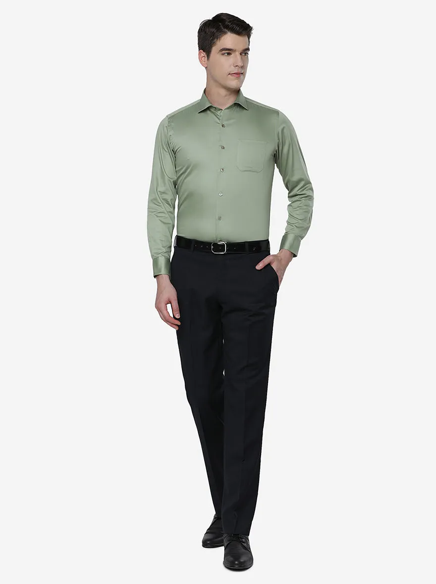 Green Solid Slim Fit Formal Shirt | Greenfibre