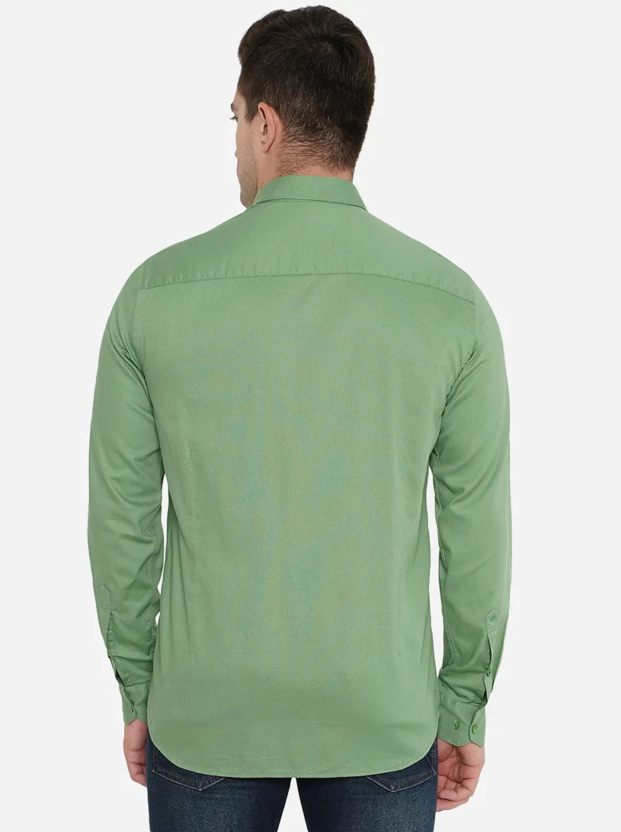 Green Solid Smart Fit Casual Shirt | Greenfibre