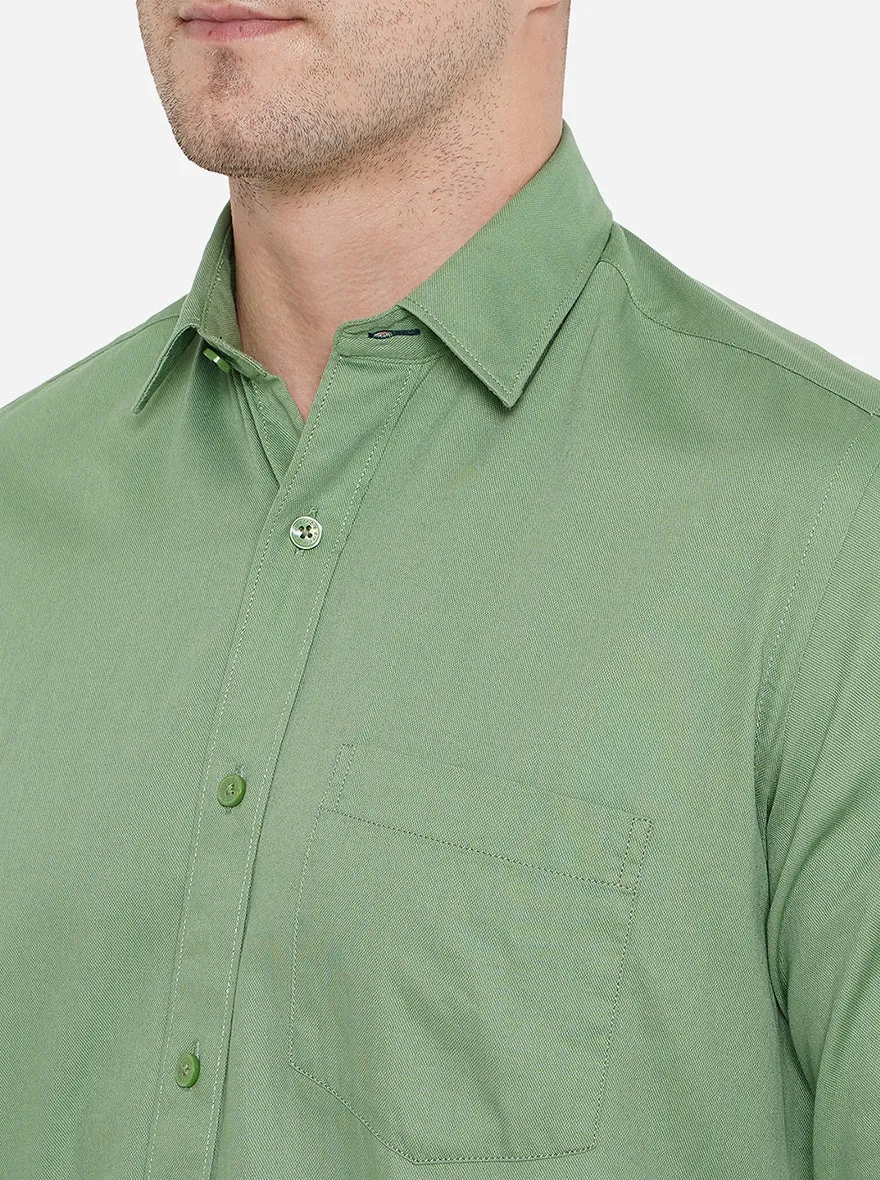 Green Solid Smart Fit Casual Shirt | Greenfibre