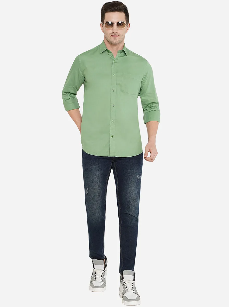 Green Solid Smart Fit Casual Shirt | Greenfibre