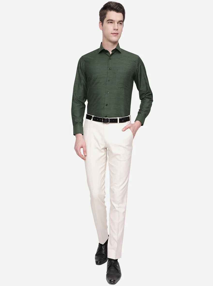 Green Striped Slim Fit Formal Shirt | Greenfibre