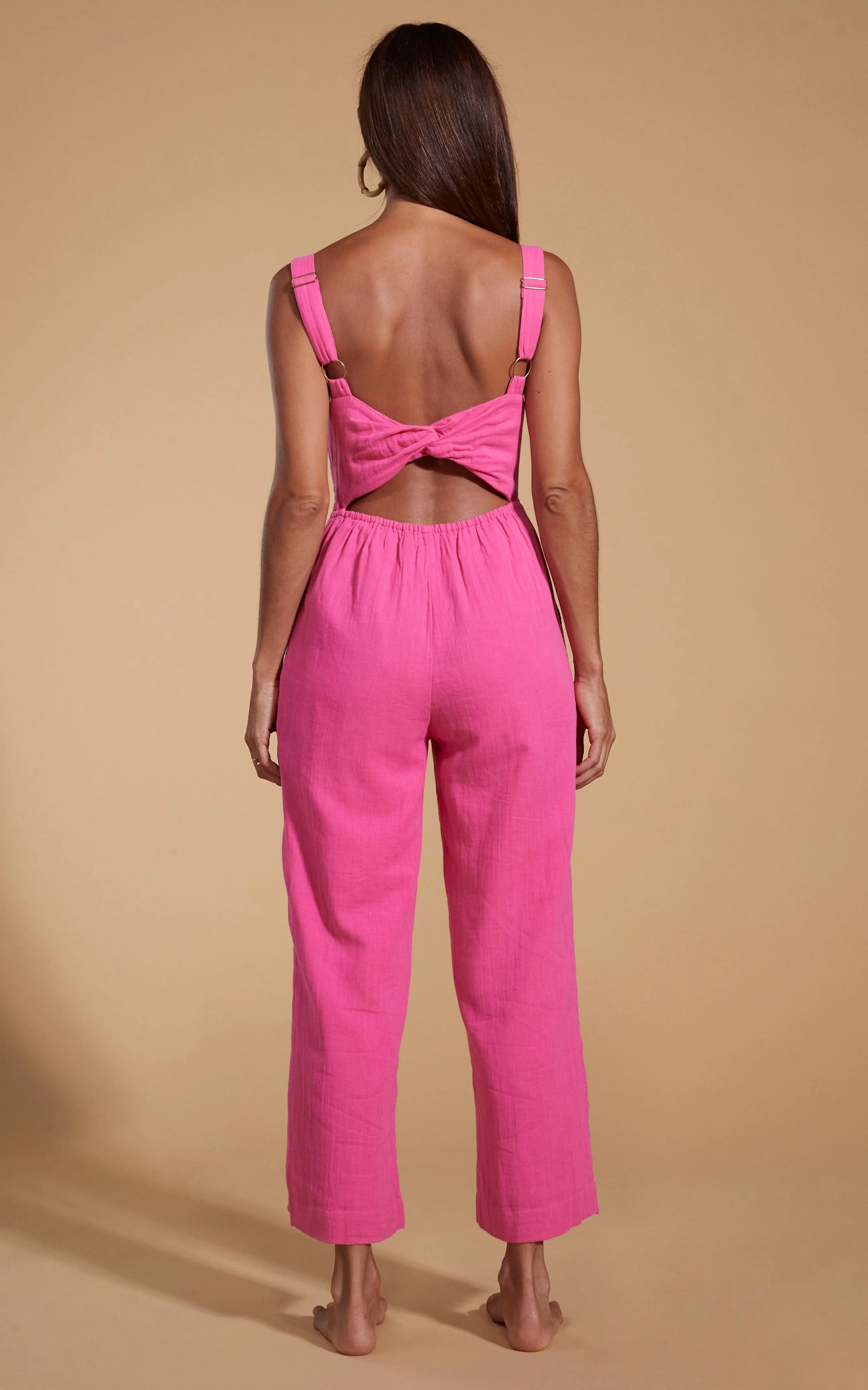 HALO Kimani Twist Back Jumpsuit in Magenta