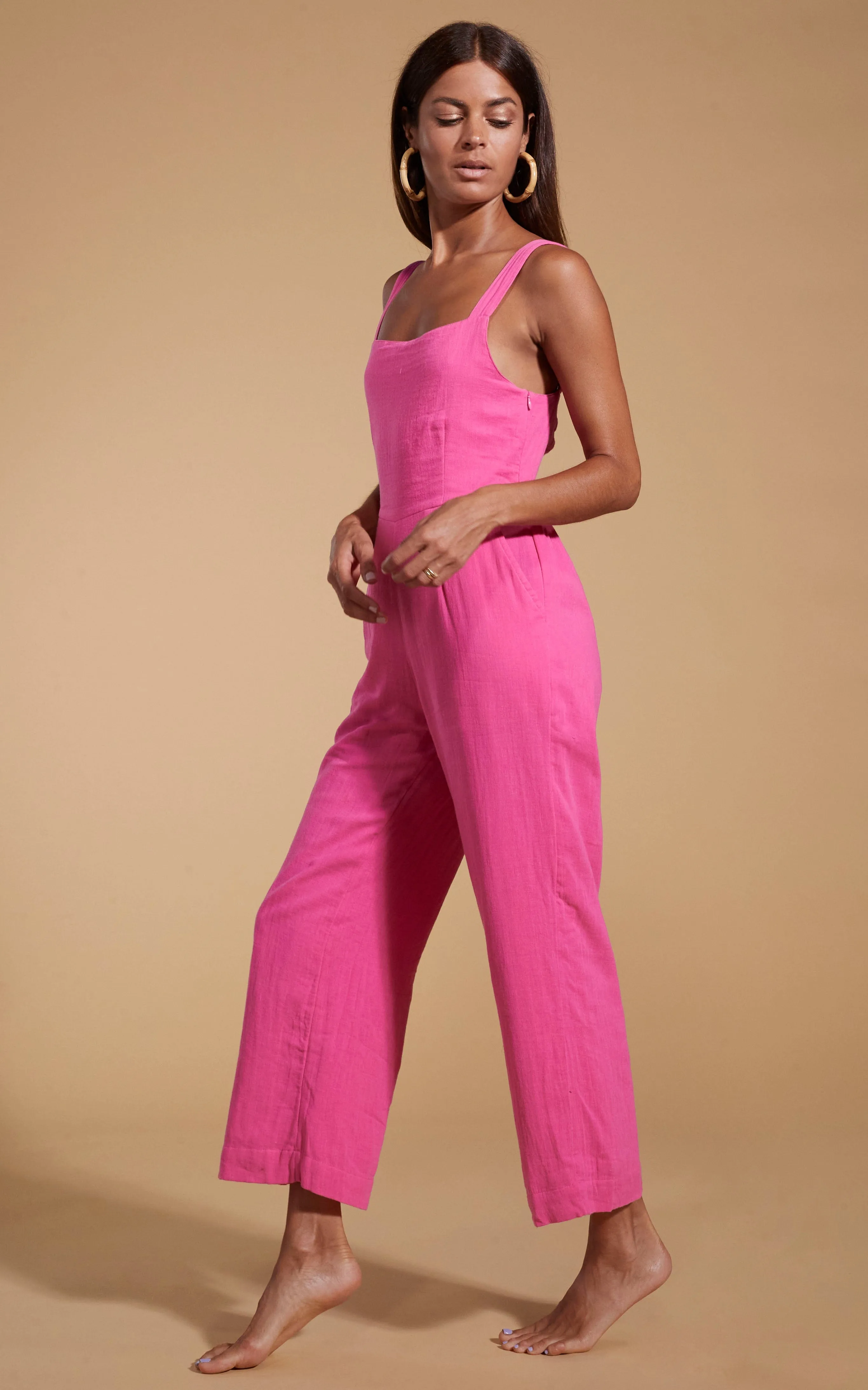 HALO Kimani Twist Back Jumpsuit in Magenta