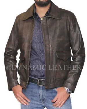 Indiana Jones Harrison Ford Classic Genuine Cow Hide Distressed Leather Jacket