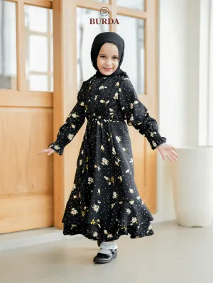 Kid's Black Floral Dress