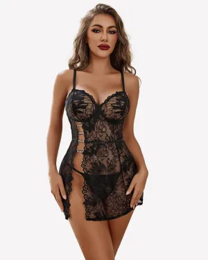 Lace Cute Chemise Dress with Thongs