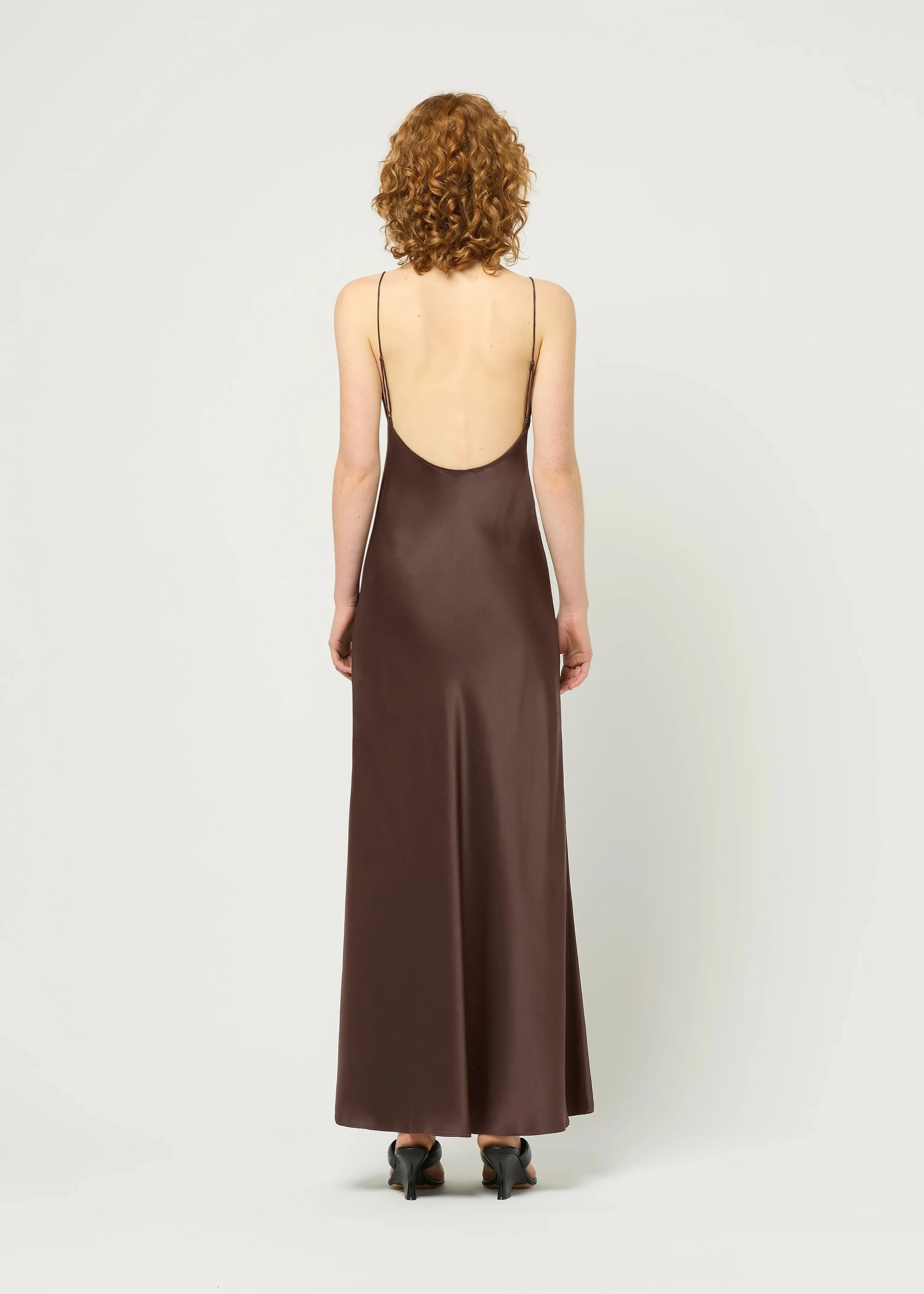 LACE TRIMMED MAXI - CHOCOLATE