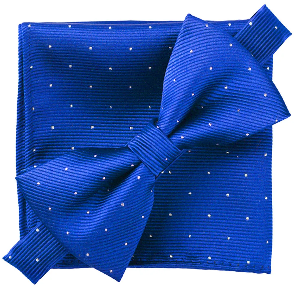 Lapis Blue [Glitter Dots] - Bow Tie and Pocket Square Matching Set